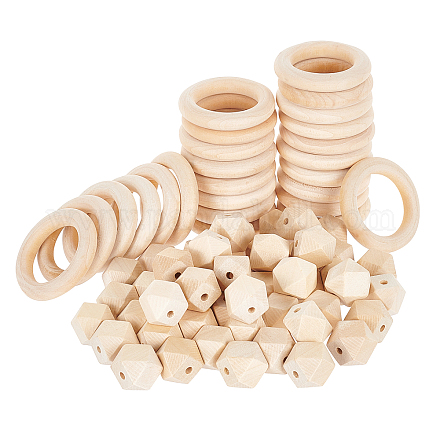 Граненый самородок натуральные деревянные бусины WOOD-PH0009-24-1