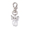 Angel Glass Pendants Decorations, with Alloy Swivel Lobster Claw Clasps, Clear, 57mm, 2pcs/set