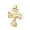 Brass Micro Pave Clear Cubic Zirconia Pendants, Cross Charms, with Jump Ring, Real 18K Gold Plated, 25x17.5x2.5mm, Hole: 3mm