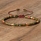 Natural Unakite Beaded Braided Bracelets, Adjustable Women's Bracelets, Inner Diameter: 16cm, Bead: 4~4.5x2~2.5mm