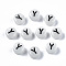 Acrylic Beads, with Enamel and Luminous, Horizontal Hole, Flat Round with Black Letter, Glow in the Dark, Light Grey, Letter.Y, 7x3.5mm, Hole: 1.5mm, about 3600~3700pcs/500g