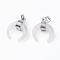 Natural Rose Quartz Pendants, with Brass Findings, Double Horn/Crescent Moon, Platinum, 22~23x19~20x9mm, Hole: 5x7mm