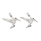 Brass Micro Pave Clear Cubic Zirconia Pendants, Cadmium Free & Lead Free, Bird, Platinum, 22x28x3mm, Hole: 5x2.5mm