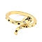 Brass Micro Pave Cubic Zirconia Cuff Rings, Long-Lasting Plated, Snake, Real 18K Gold Plated, US Size 6 1/4(16.7mm)