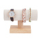 T-Shaped Bar Velvet Bracelet Display Stands with Wooden Base, Tabletop Bracelet Organizer Holder, Old Lace, 15.6x6.8x10.5cm