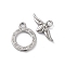 Non-Tarnish Ion Plating(IP) 304 Stainless Steel Toggle Clasps, Insect, Stainless Steel Color, 17.5x14x1.5mm, Hole: 2mm, Bar: 10.5x19.5x3, Hole: 2mm