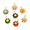 Brass Enamel Charms, Golden Plated, Cadmium Free & Lead Free, Sunflower, Mixed Color, 10x7x2mm, Hole: 1.2mm