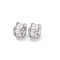 Brass Micro Pave Cubic Zirconia Spacer Beads, Cadmium Free & Nickel Free & Lead Free, Flat Round, Platinum, 7.5x5mm, Hole: 3.7mm