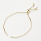 Brass Slider Bracelets Making, with Cubic Zirconia, Box Chains, Long-Lasting Plated, Real 18K Gold Plated, Single Chain Length: about 11.5~12cm