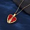 304 Stainless Steel Polymer Clay Rhinestones Wing Openable Pendant Necklaces for Women, Ion Plating(IP), Hyacinth, Golden, 17.95 inch(45.6cm)