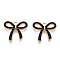 Light Gold Plated Alloy Pendants, with Enamel, Bowknot, Black, 16x18x2.5mm, Hole: 2mm