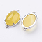 Brass Natural Agate Links connectors, Dyed & Heated, Oval, Platinum, 15~15.5x25.5~26x6.5~7mm, Hole: 1.5~2mm