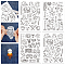 4 Sheets 11.6x8.2 Inch Stick and Stitch Embroidery Patterns, Non-woven Fabrics Water Soluble Embroidery Stabilizers, Mixed Shapes, 297x210mmm