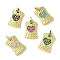 Brass Micro Pave Cubic Zirconia Pendants, Rectangle with Heart Charms, Rack Plating, Long-Lasting Plated, Real 18K Gold Plated, 18x12x4mm, Hole: 3x2mm