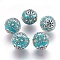 Handmade Indonesia Beads, with Metal Findings, Round, Antique Silver, Dark Turquoise, 19.5x19mm, Hole: 1mm