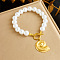 304 Stainless Steel Charm Bracelets, Imitation Pearl Beads Bracelets for Women, Golden & White, Shell Shape, 7-7/8 inch(20cm)