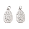 Rack Plating Brass Pendants, Long-Lasting Plated, Cadmium Free & Lead Free, with Jump Ring, Oval, Platinum, 18.5x10.5x2mm, Hole: 3.5mm