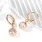 Brass Micro Pave Clear Cubic Zirconia Leverback Earrings, Rack Plating, Long-Lasting Plated, Lead Free & Cadmium Free, Flat Round, Golden, 23.5x8mm
