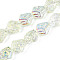 Transparency Electroplate Glass Beads Strands, Nuggets, AB Color Plated, Half Plated, Honeydew, 14x13.5x9.2mm, Hole: 0.9mm, about 45pcs/strand, 24.61''(62.5cm)