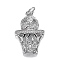 Brass Micro Clear Cubic Zirconia Pendants, Long-Lasting Plated, Basketball & Basketed, Real Platinum Plated, 20.5x14x5mm, Hole: 3.5mm