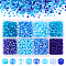 PandaHall About 1900pcs 6/0 Round Glass Seed Beads with Box Set Value Pack Jewelry Making Findings Diameter 4mm Blue