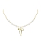 Bowknot Alloy Shell Pearl Pendants Necklaces, Brass Cable Chains Necklaces for Women, Golden, 18.11 inch(46cm)