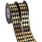 Polyester Satin Ribbon, with Single Face Golden Hot Stamping, Rhombus Pattern, Black, 1