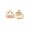 Alloy Enamel Pendants, Daruma Charm, Light Gold, Pink, 17.9x16x3mm, Hole: 2.4mm