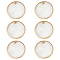6Pcs Natural Freshwater Shell Pendants, Flat Round Charms with Golden Tone Brass Edge, 25.5x2mm, Hole: 1.4mm