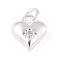 925 Sterling Silver Micro Pave Clear Cubic Zirconia Heart Charms, with Jump Rings and 925 Stamp, Silver, 9x6.5x3mm, Hole: 1.5mm