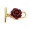 Cinnabar Flower Toggle Clasps, with Brass Findings, Cadmium Free & Nickel Free & Lead Free, Flower, Real 18K Gold Plated, o clasps: 13.5x9x6mm, bar: 12.5x3.5x1.5mm, Hole: 1mm