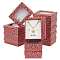 Heart Print Rectangle Paper Storage Gift Boxes with Clear Window, Gift Packaging Case for Wedding Party Supplies, FireBrick, 9x7x2.9cm
