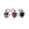 Brass with Cubic Zirconia Pendants, Heart Charms, with Jump Ring, Rack Plating, Long-Lasting Plated, Lead Free & Cadmium Free, Platinum, 9.5x7x3mm, Hole: 3.5mm