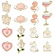 16Pcs 8 Styles Valentine's Day Alloy Enamel Pendants, Mixed Shapes, Mixed Color, 12.5~20x12~21x1~5mm, Hole: 1.2~2mm, 2pcs/style