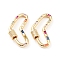 Brass Micro Pave Cubic Zirconia Screw Carabiner Lock Charms, for Necklaces Making, Quick Links, Long-Lasting Plated, Heart, Colorful, Real 18K Gold Plated, 30.5x14x3mm, Screw: 5mm in diameter