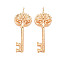 Brass Pendants, Nickel Free, Key, Real 18K Gold Plated, 33x12.5x3.5mm, Hole: 1.6mm