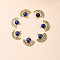 Bohemia Style Natural Lapis Lazuli Pendants, Fan Charms, with Golden Tone Stainless steel Findings, 18x15x5mm