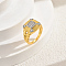 Brass Micro Pave Cubic Zirconia Finger Rings for Women, Square, Golden & Silver, 13x13mm, US Size 7(17.3mm)