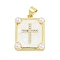 Brass Micro Pave Clear Cubic Zirconia Pendants, Rectangle  with Cross, with Synthetic Opal & ABS Plastic Imitation Pearl, Long-Lasting Plated, Rack Plating, Lead Free & Cadmium Free, Real 18K Gold Plated, 23x18x5mm, Hole: 3.2x4.5mm