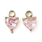 304 Stainless Steel Charms, with Rhinestone, Heart, Real 18K Gold Plated, 5.5x3.5x2mm, Hole: 1.2mm