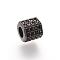 Brass Micro Pave Cubic Zirconia Beads, Cadmium Free & Lead Free, Hexagon, Gunmetal, 7x8x7mm, Hole: 4mm
