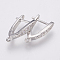 Brass Micro Pave Cubic Zirconia Hoop Earring Findings with Latch Back Closure, Clear, Platinum, 18x3.5x12.5mm, Hole: 1.2mm, Pin: 1.2mm