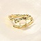 Oval Brass Cat Eye Cuff Rings for Women, Cadmium Free & Lead Free, Lasting Plated, Real 18K Gold Plated, Cornsilk, 8.5mm, US Size 7 1/4(17.5mm)