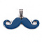 201 Stainless Steel Enamel Pendants, Museache, Marine Blue, 16.5~17.5x39.5~40.5x2mm, Hole: 8x4mm