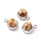 Natural Picture Jasper Charms, with 304 Stainless Steel Findings, Half Round, Stainless Steel Color, 13.5x10x7.5mm, Hole: 2.5mm