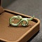 Snake Alloy Rhinestone Brooches for Backpack Clothes, Pale Green, 44x19mm