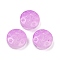 Transparent Glass Beads, Flat Round with Moon & Star, Baking Paint, Orchid, 13x6mm, Hole: 1mm