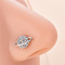 316L Surgical Stainless Steel Micro Pave Clear Cubic Zirconia L-Shaped Nose Rings, Stainless Steel Color, Planet, 7mm, Pin: 0.8mm