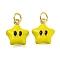 Star Rack Plating Brass Enamel Charms, with Jump Ring, Long-Lasting Plated, Cadmium Free & Lead Free, Real 18K Gold Plated, Yellow, 13x11x4mm, Hole: 3.8mm
