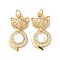 Brass Micro Pave Clear Cubic Zirconia Pendants, Cadmium Free & Lead Free, with Shell and Jump Ring, Real 18K Gold Plated, Fox, 23.5x11.5x4.5mm, Hole: 3mm